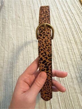 NWOT Madewell “Medium Perfect Genuine Calf Hair Belt” Leopard Print Size Medium